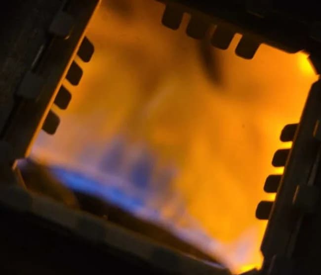 Gas water-heater burner operating during final testing