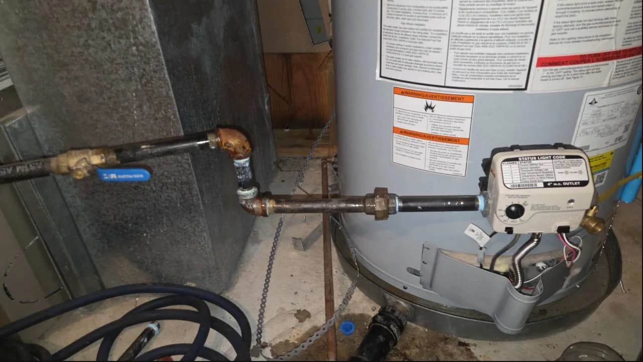 Existing residential gas water heater during failure assessment