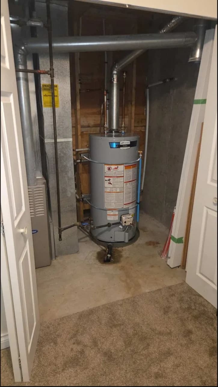 Completed residential gas water-heater installation
