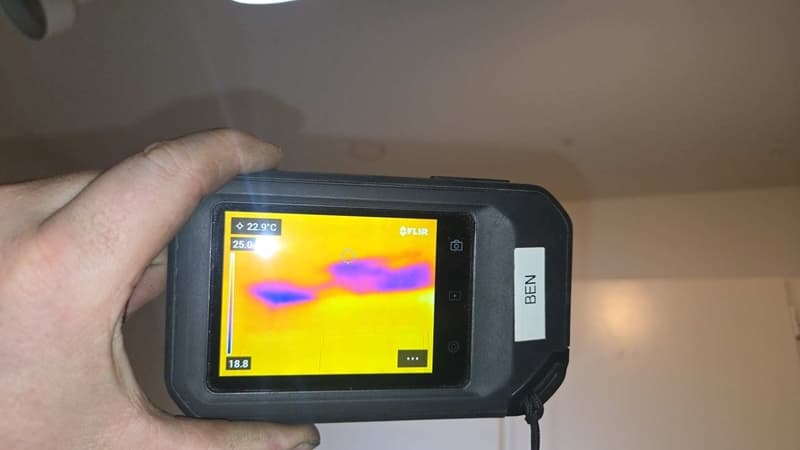 Thermal camera being used to investigate a ceiling leak