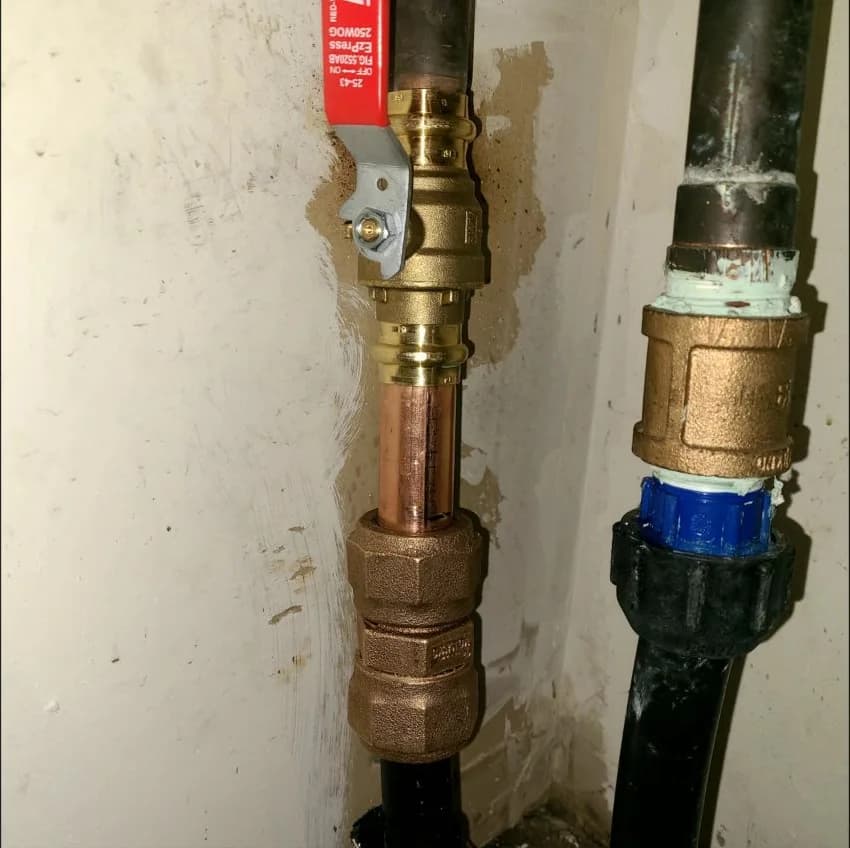 Multi-unit water-entry piping after a controlled service repair